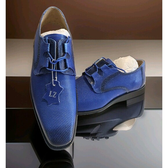 LibertyZeno Royal Blue Textured Oxford Dress Shoes Men’s 10.5 New Box Dust Bags